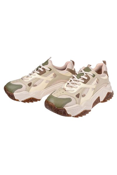SMS Kadın Spor Ayakkabı Sneaker SMS-65137 BEJ YEŞİL