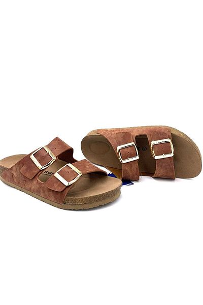 KİNDEP Kindep Fly Soft Double Buckle S902 Unisex Slippers Taba