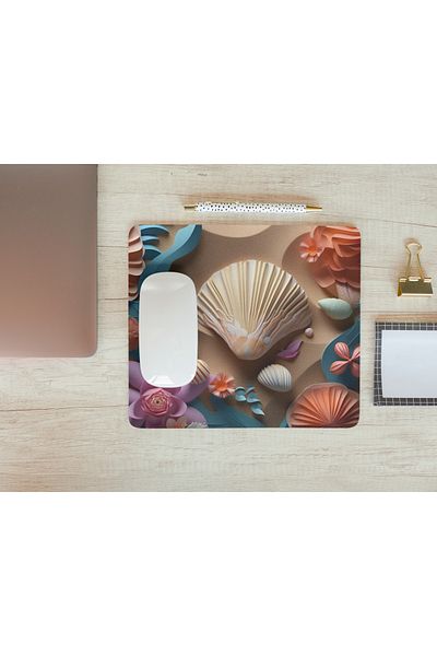Nino Store Seashell and Flower Pattern – Aesthetic Non-Slip Base Desktop and Office Mouse Pad