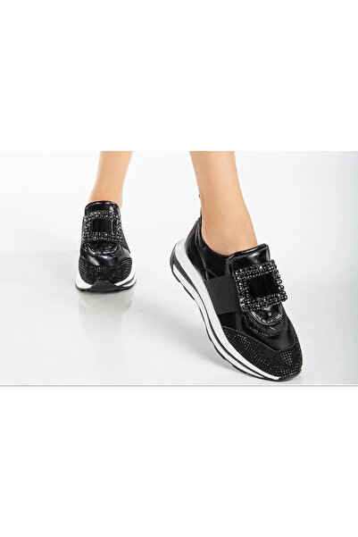 KİNDEP Kindep Poli Light Sole Drop Stone Patterned Casual Women's Shoes Black