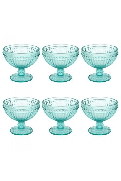 Raki Set of 6 green glass bowls RAKI VINTAGE GREEN for ice cream 12x10cm 350ml