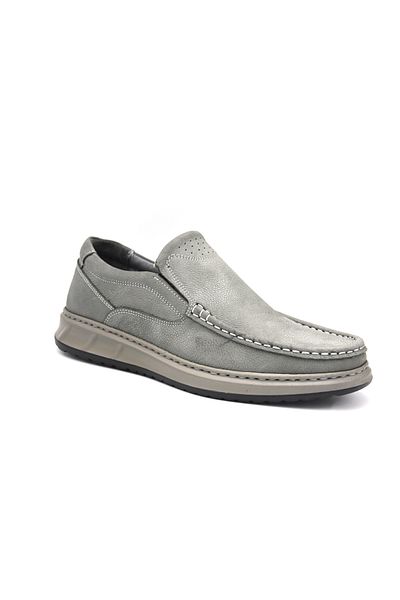KİNDEP Kindep (Showmen) Genuine Leather Mocosen Poly Light Sole Casual Men's Comfort Shoes Gray