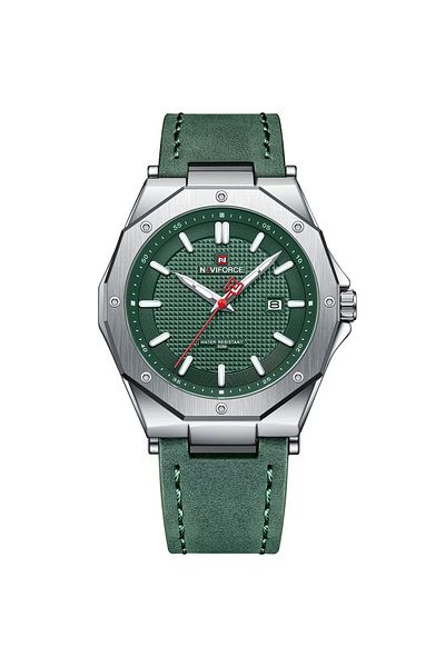 Naviforce Elegant Analog Wrist Watch for Men with Leather Strap Water Resistant Classic Timepiece