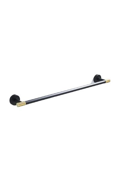 LUXXO Bathroom towel holder, made of metal, matte black with gold accent, 60cm