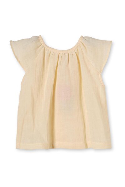 Uludağ Triko Yellow Organic Cotton Buttoned 2-Piece Girl's Muslin Set
