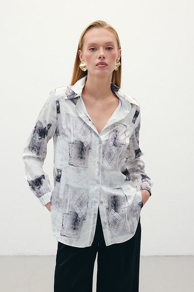 Sateen Cămașă clasică cu model - bej