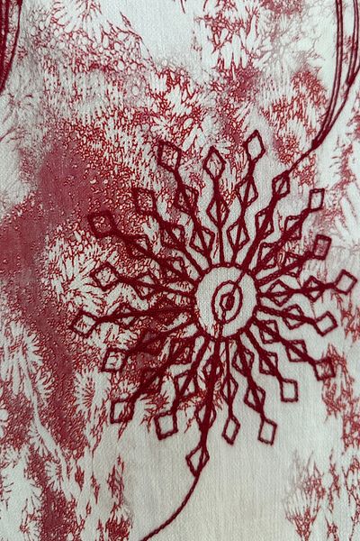 GÖKSEL Embroidered Flower Patterned Pants Red Large Size