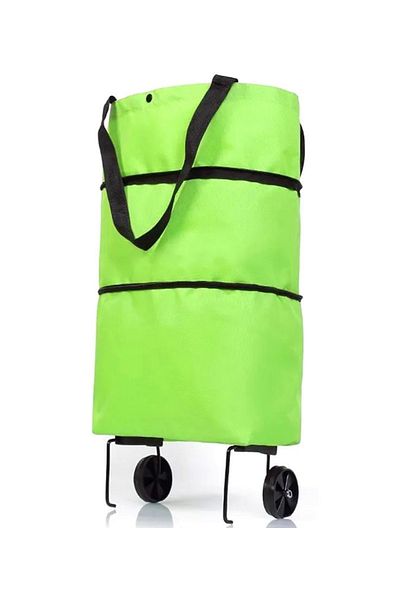 OEM Trolley - shopping bag, 2 Wheels, Foldable, Waterproof, Green - Green