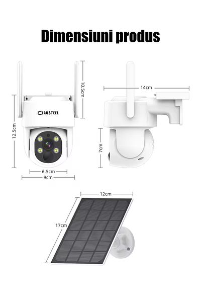 CLAUSTEEL Complete kit with 4 CLAUSTEEL DQ02 surveillance cameras with solar panel, WIFI,9000mAh, NVR 10inch