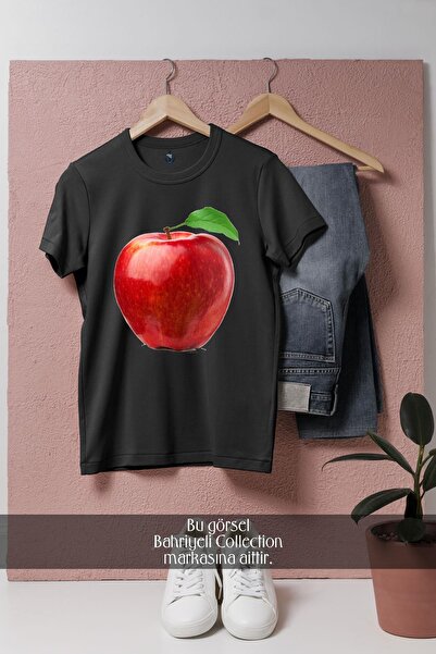 Bahriyeli Collection Oversize kroj Crvena jabuka dizajnirana unisex T-shirt