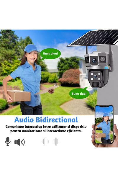 CLAUSTEEL Cameră de supraveghere 2 în 1 cu vedere triplă, panou solar inclus, 4mp, baterie Y de 8000 mAh, 4g