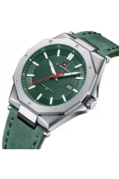 Naviforce Elegant Analog Wrist Watch for Men with Leather Strap Water Resistant Classic Timepiece