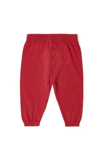 Uludağ Triko Burgundy Organic Cotton Heart Patterned Knitwear Baby Girl Double Set