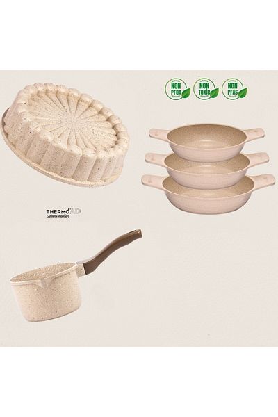 ThermoAD |   5 Piece Set |   Casserole Sahan Set - Tart Cake Mold - Milk Jug |   Mink