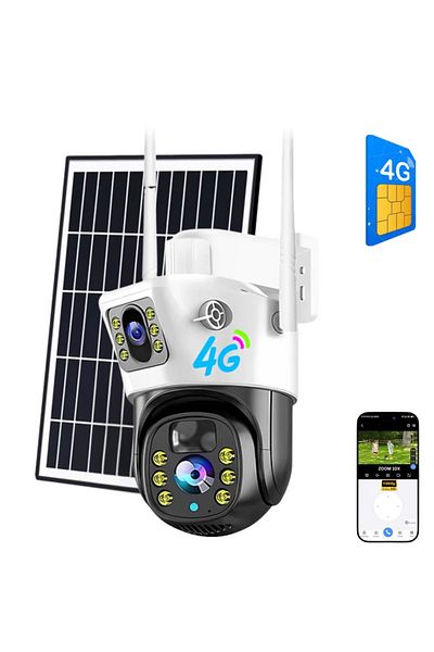 CLAUSTEEL 2in1 Surveillance Camera with Solar Panel10W, 4MP, Portable, Built-in 12000mah, 4G