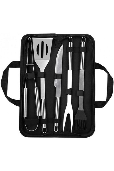 divendi-ro Grunberg set 5 stainless steel barbecue utensils with bag - Silver