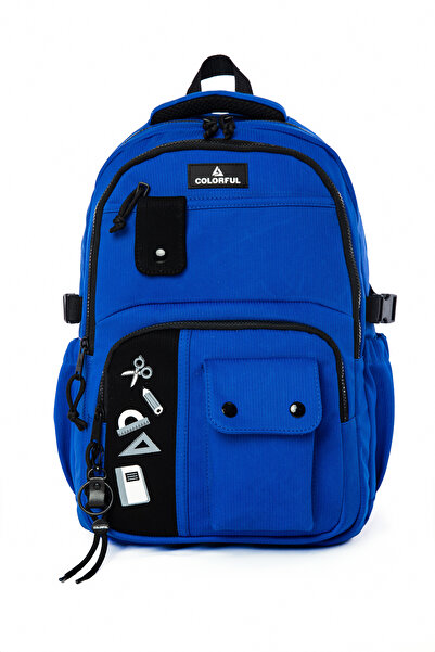 Colorful Roll Backpack Blue - School Bag with Laptop Compartment Elementary School - Middle School - High School