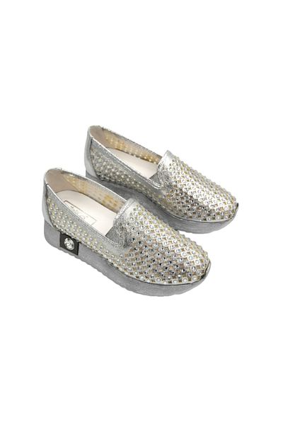 KİNDEP Kindep Stone Detailed Poly Light Sole Casual Women's Shoes Silver