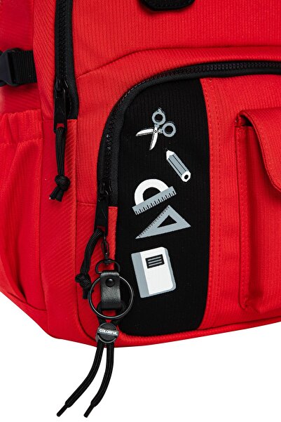 Colorful Roll Backpack Red - School Bag with Laptop Compartment Elementary School - Middle School - High School