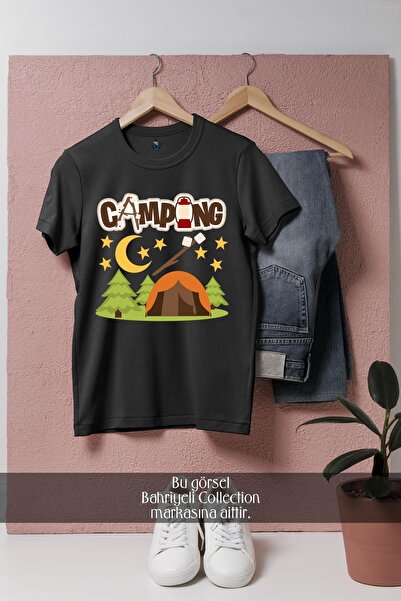 Bahriyeli Collection oversized Μπλουζάκι Unisex με σχέδιο Camping