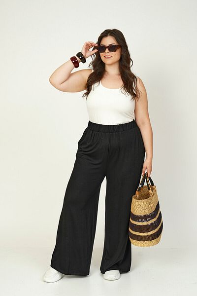 Büyük Moda Wide Leg Pants with Elastic Waist