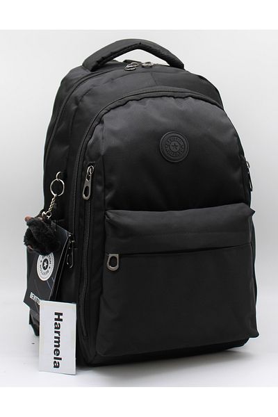 Harmela School Backpack Unisex Water Resistant Fabric School Bag Hrm2500 Black