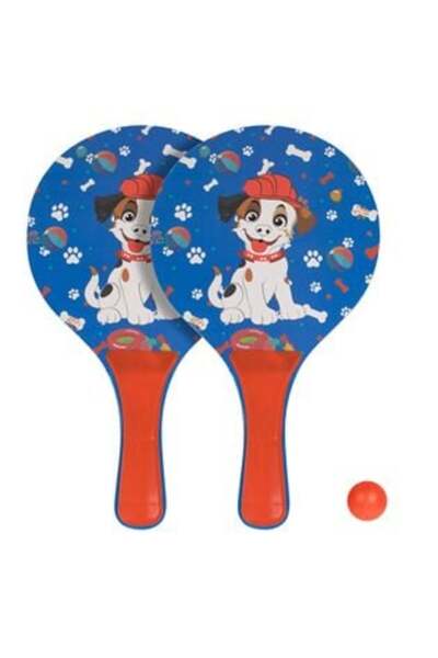 OEM Комплект дървени ракети сини с модел куче и топка за деца