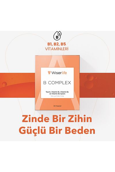 Seddar Collection Wiserlife B Complex Taurine Supplement Food 30 Capsules