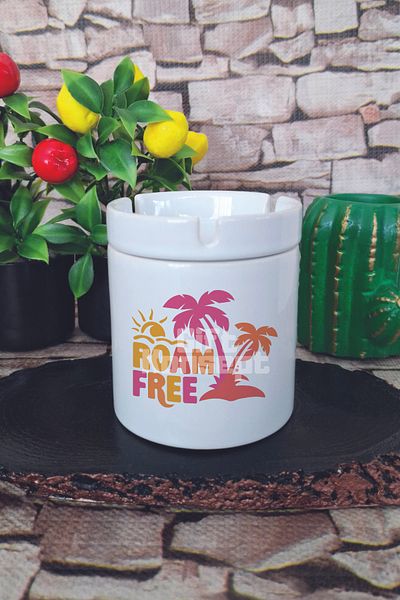 giftkonsept Roam Free Summer Themed Printed Ceramic Lid Odorless Ashtray