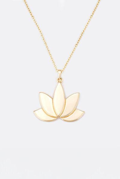 madissongold 14 Ayar Altın Minimalist Lotus Çiçeği Kolye