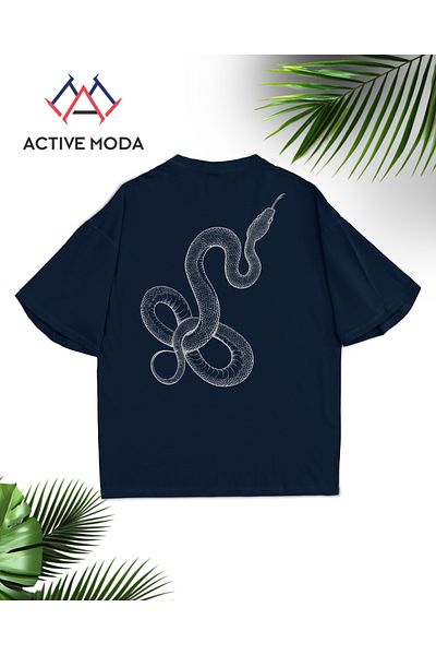 ACTIVE MODA -Men's Cotton Printed Snake Short Sleeve Tshirt Oversize Big Size