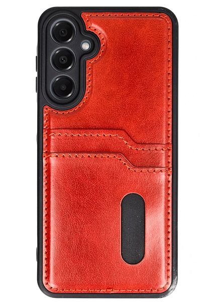 NewFace Samsung Galaxy A55 5g Case Sara Leather Case with Business Card - Red Gelal
