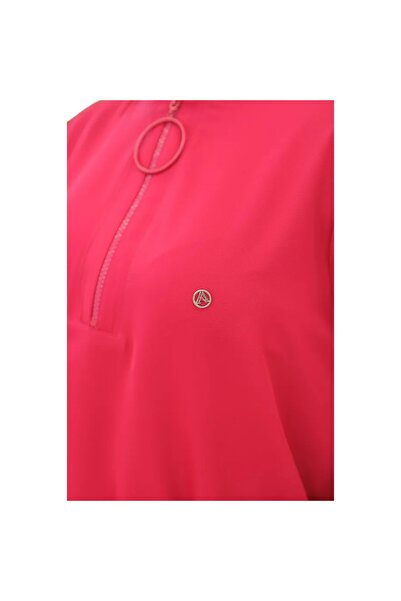 Armine Ribbed Zippered Crepe Fabric Tunic