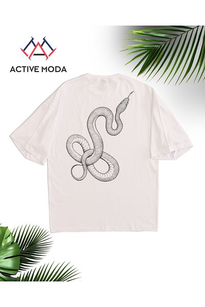 ACTIVE MODA -Men's Cotton Printed Snake Short Sleeve Tshirt Oversize Big Size