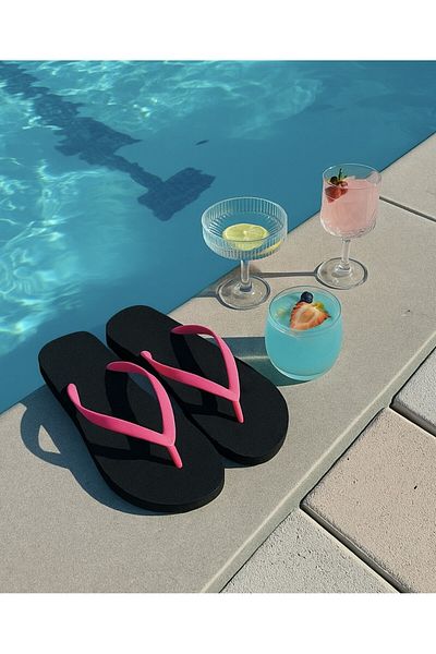 NUR KARACA 25Y1103 Flip-Flop High Sole Comfortable Daily Summer Beach Slippers for Women-Platrofm Model