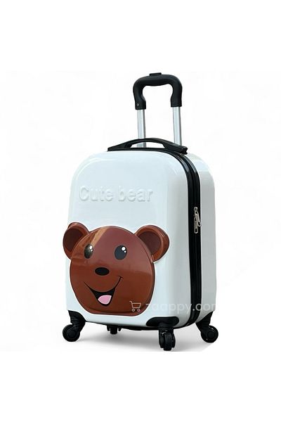 ZAAPPY Kids Trolley 18 Inch Lightweight Carry-On Hard Shell 3D Cartoon Design[ Bear] 4 Wheels