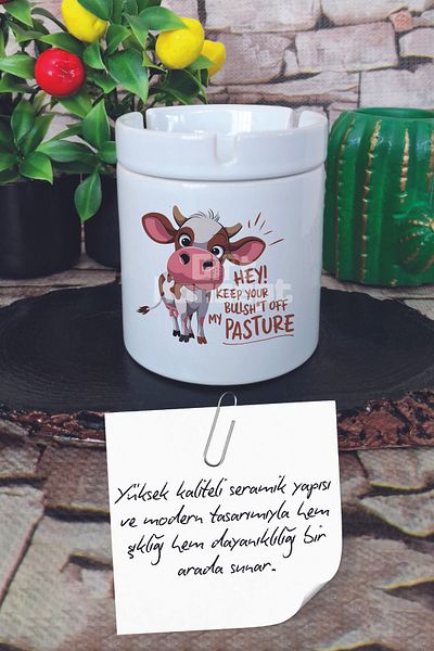 giftkonsept Hey! Keep Your Printed Ceramic Lid Odorless Ashtray