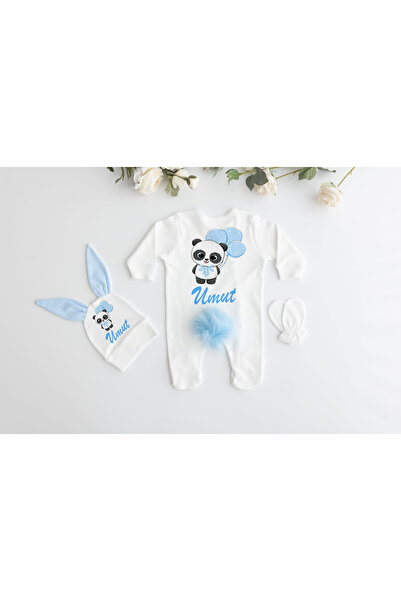 Bebe wini %100 Pamuk Baskılı PONPONLU 11’li İsimli Hastane Çıkışı MN80