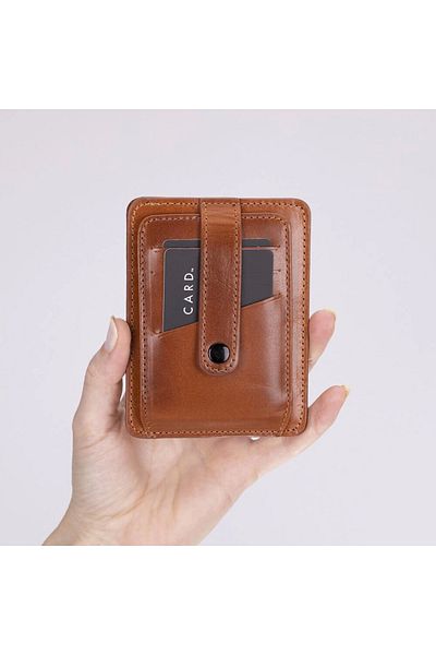 LiderGlobal Genuine Leather, Handmade Card Holder Blwl20 Rst2 Shaded Tan