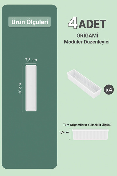 Genel Markalar VİALEX ORİGAMİ 4 lü Kaşıklık Çatal Bıçak Çekmece İçi Düzenleme...