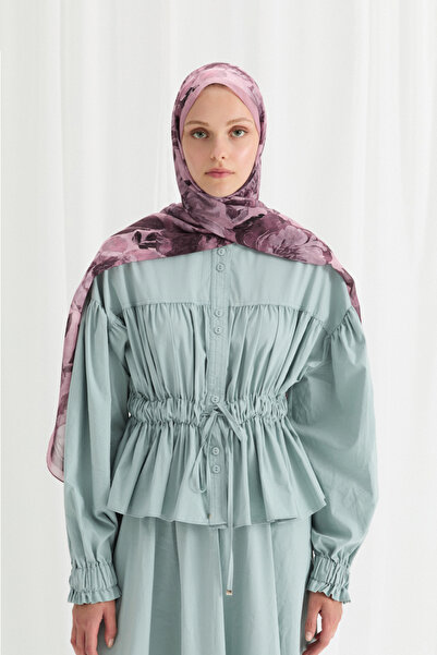 cs camellia scarf Şal din crep de mătase Aura - Dusty Rose