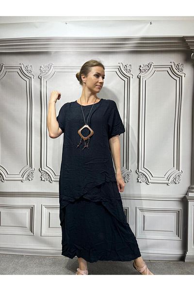AGORATEKSTİL Women's Necklace Gift Cotton Layered Dress
