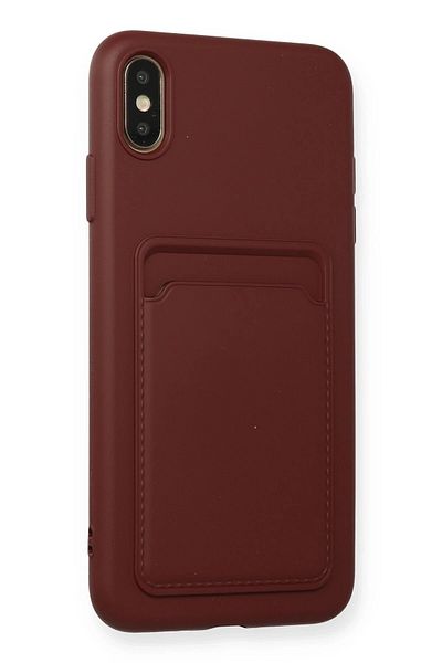 NewFace iPhone XS Max Case Kelvin Silicone with Business Card - Claret Red Zrnet