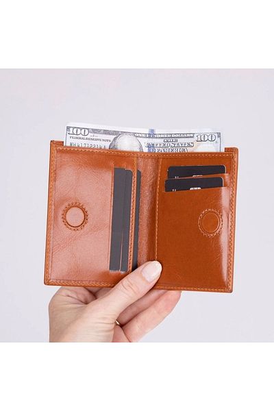 Enseb Nigra Genuine Leather, Handmade Wallet, Shaded Tan