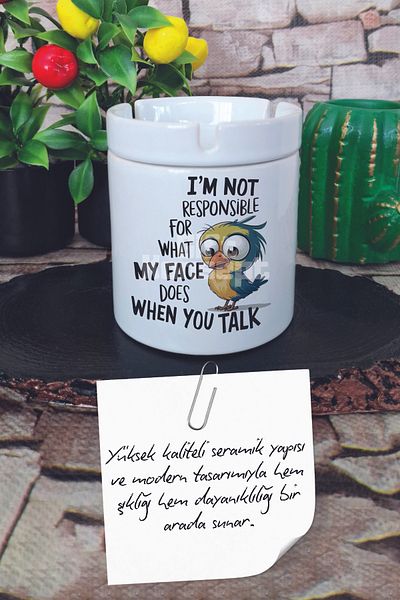 giftkonsept I'M Not Responsible for What Printed Ceramic Lid Odorless Ashtray