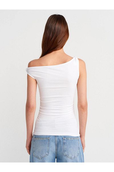 Coral Twisted Side Blouse White