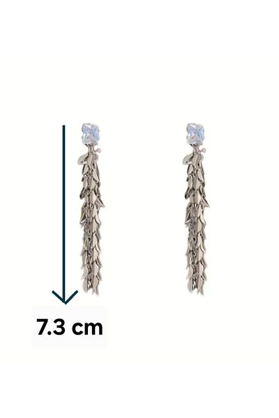 ER TAKI Rhinestone Silver Colorful Long Dangle Stylish Party Engagement Henna Wedding Wedding Evening Dress Earrings