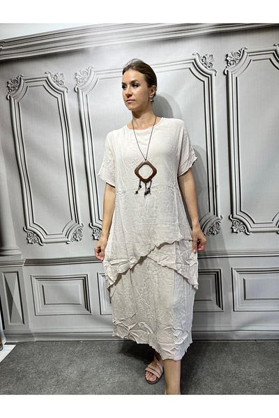 AGORATEKSTİL Women's Necklace Gift Cotton Layered Dress