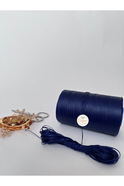 Düğüm Hobi Atölyesi 1 mm Lacivert 1 metre Saraç Mumlu İp Bileklik Halhal Koly...