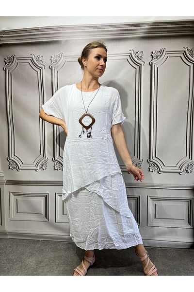 AGORATEKSTİL Women's Necklace Gift Cotton Layered Dress